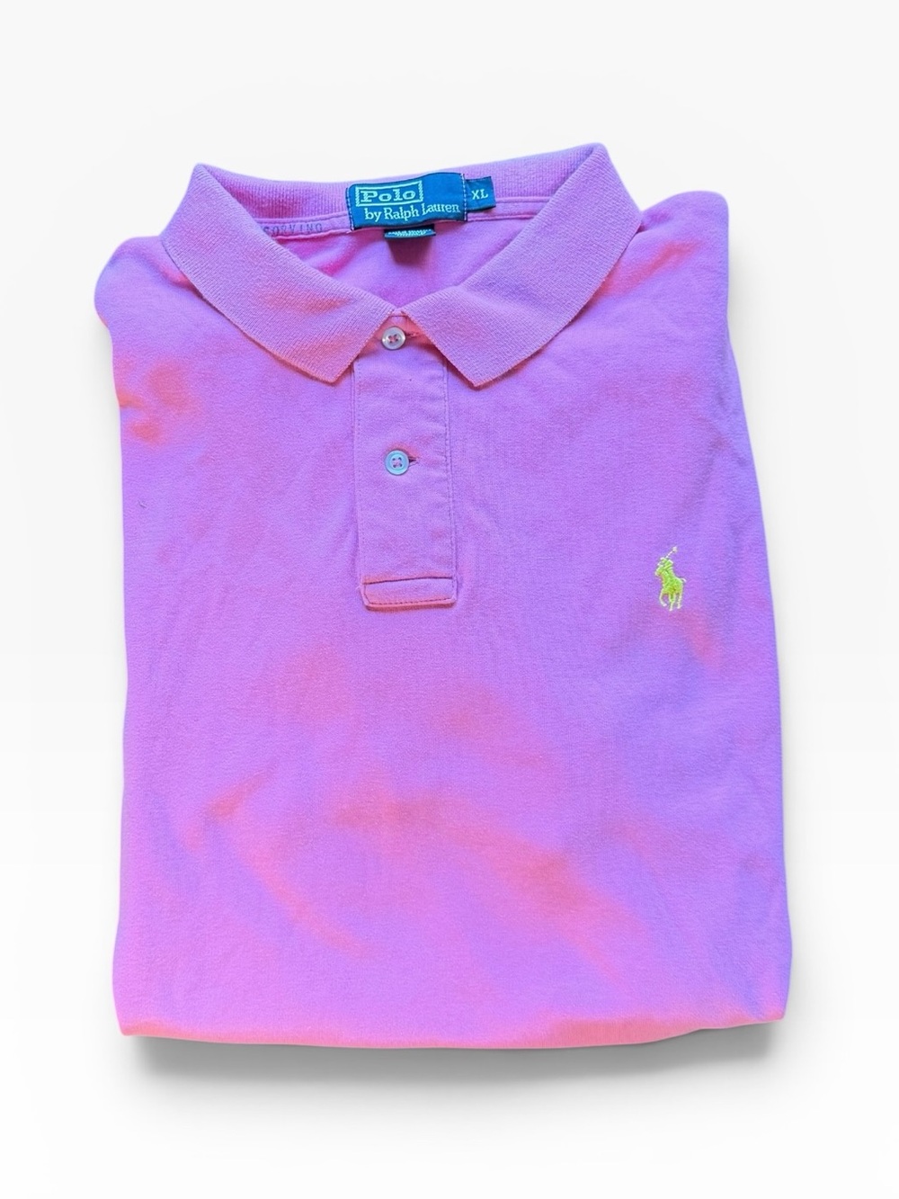 Vintage Polo Ralph Lauren Pink Short Sleeve with Yellow Pony Size XL 100% Cotton